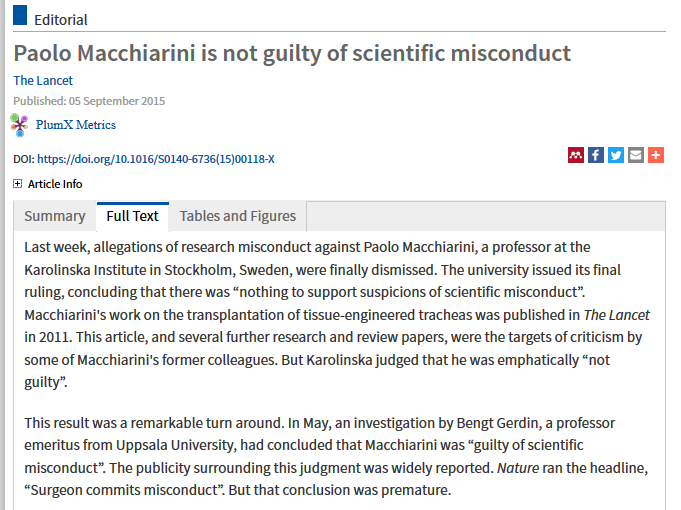 Screenshot-2018-6-7 Paolo Macchiarini is not guilty of scientific misconduct