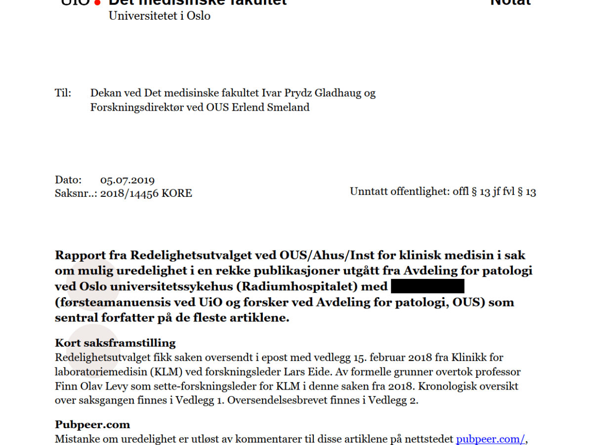 The communal misconduct by Zhenhe Suo in&nbsp;Olso